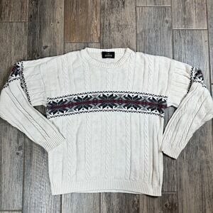 RedHead Made in USA Men's‎ L Cable Knit Sweater Vintage Fair Isle Pattern